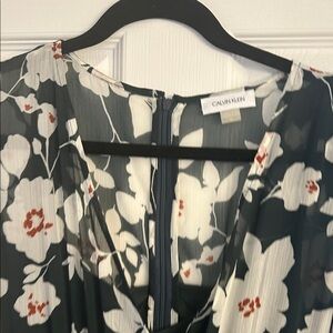 Calvin Klein Forest Green and White Floral Dress